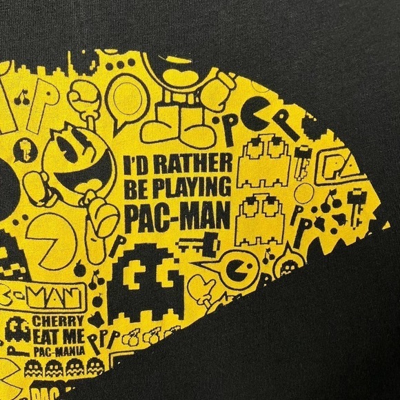 Pac-Man I'd Rather Be Playing Pac-Man 2010 Graphic Black Graphic Tee Juniors' L - Picture 6 of 16